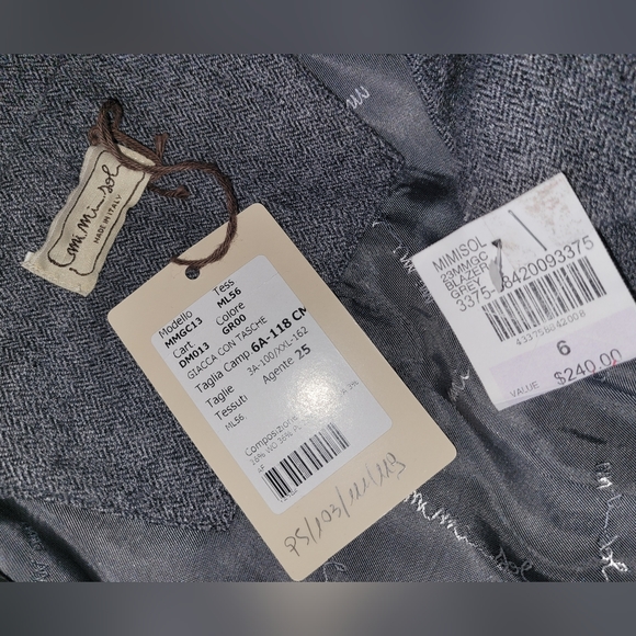 NWT Boy's Mimisol MadeinItaly Gray Herringbone Wool Blazer Jacket Sz 6 MSRP$240 - Picture 14 of 16